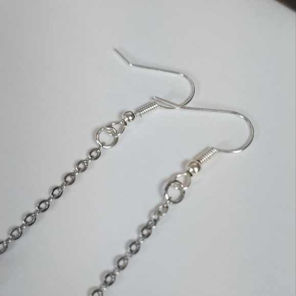 Handmade Silver Letter Charm & Chain Dangle Earrings Personalized Initial Letter - Picture 7 of 10